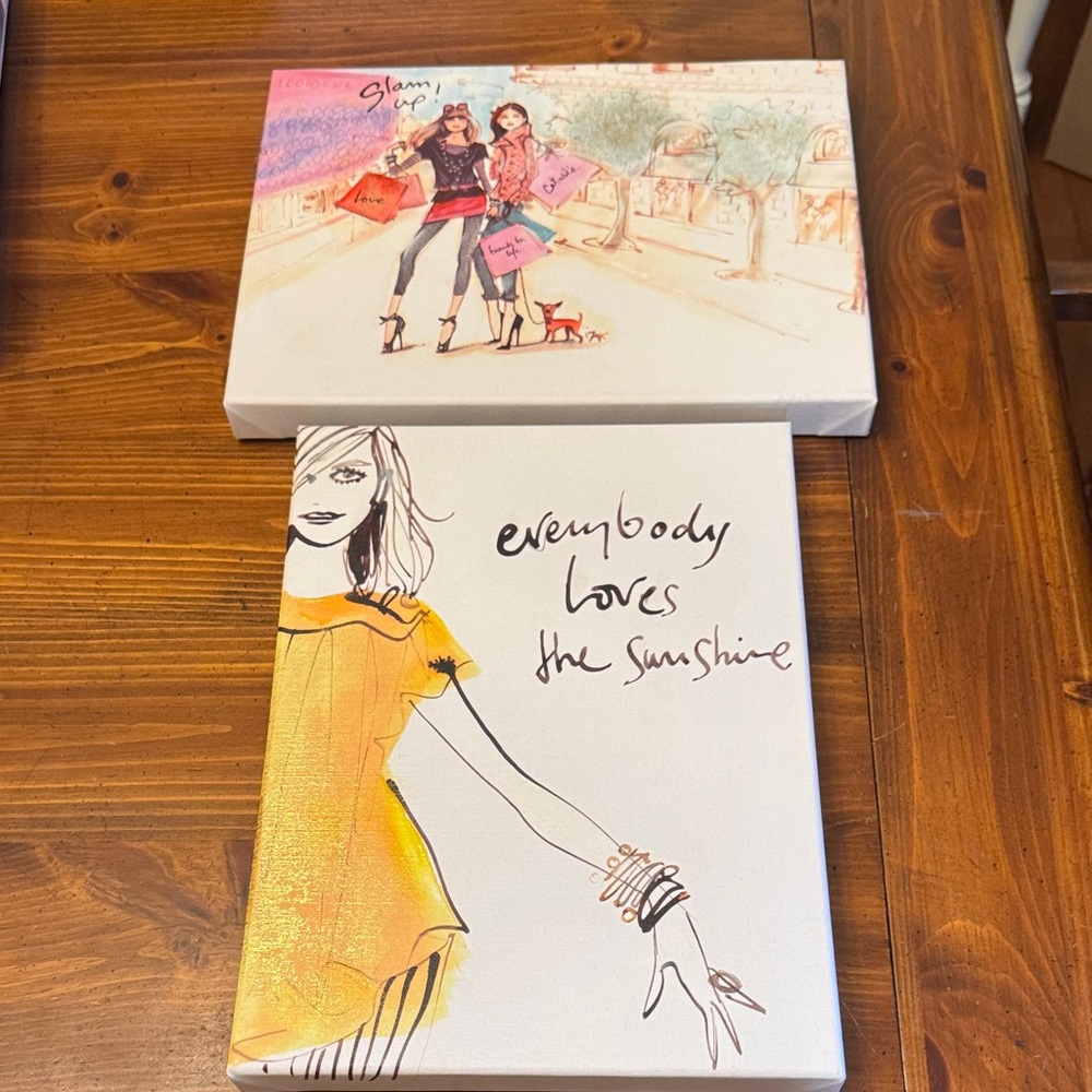 Chic Fashion Canvas Art Set with Orange and Black Accents